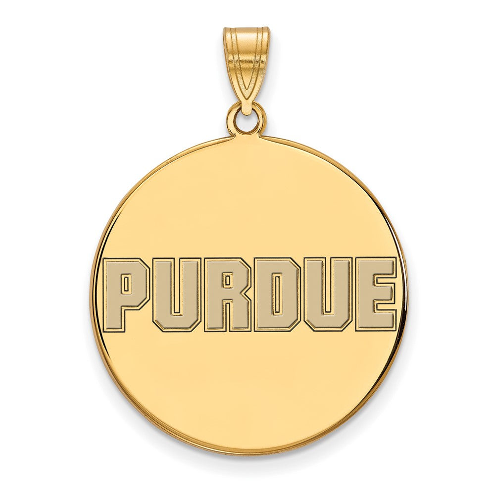 Gold Plated Sterling Silver Logoart Purdue University Block Type Extra Large Enameled Disc Pendant