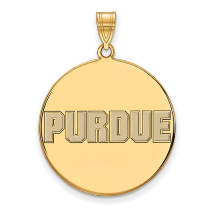Gold Plated Sterling Silver Logoart Purdue University Block Type Extra Large Enameled Disc Pendant