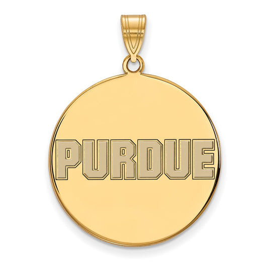 Gold Plated Sterling Silver Logoart Purdue University Block Type Extra Large Enameled Disc Pendant