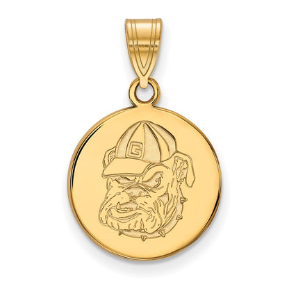 14K Yellow Gold Logoart University Of Georgia Bulldog Medium Disc Pendant