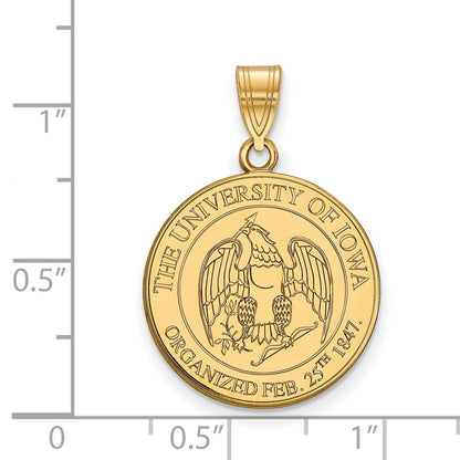 Gold Plated Sterling Silver Logoart University Of Iowa Large Crest Pendant