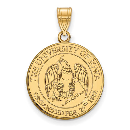 Gold Plated Sterling Silver Logoart University Of Iowa Large Crest Pendant