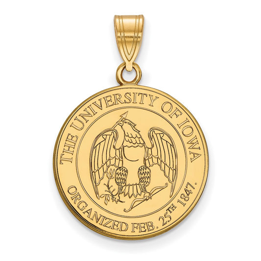 Gold Plated Sterling Silver Logoart University Of Iowa Large Crest Pendant