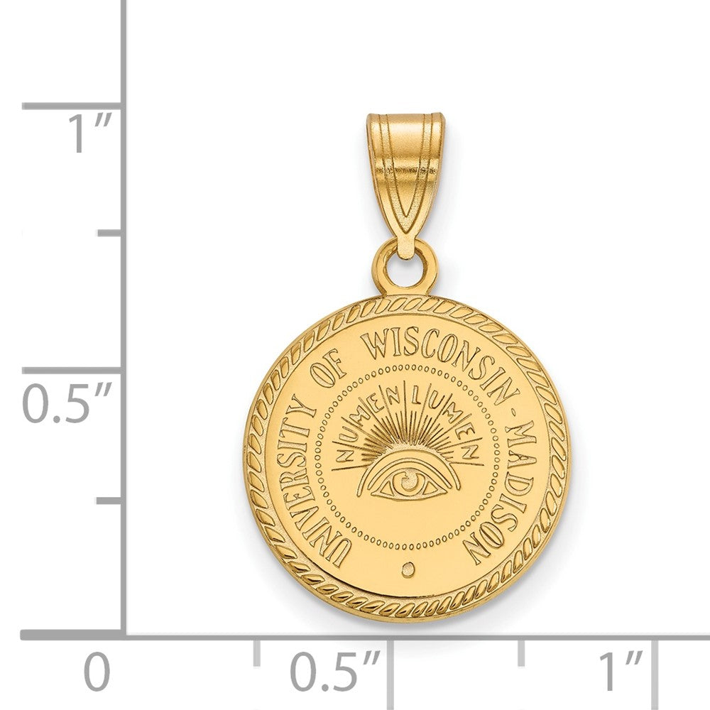 Gold Plated Sterling Silver Logoart University Of Wisconsin Medium Crest Pendant