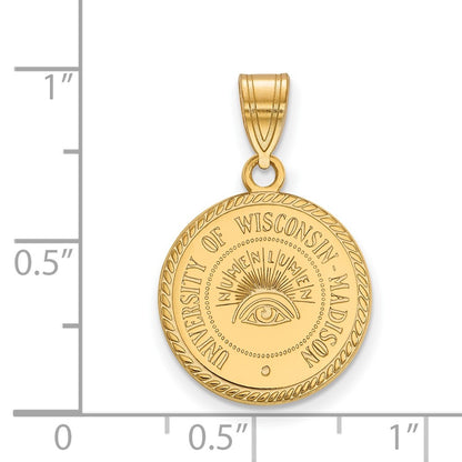 Gold Plated Sterling Silver Logoart University Of Wisconsin Medium Crest Pendant