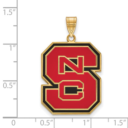 Gold Plated Sterling Silver Logoart North Carolina State University N C S Extra Large Enameled Pendant