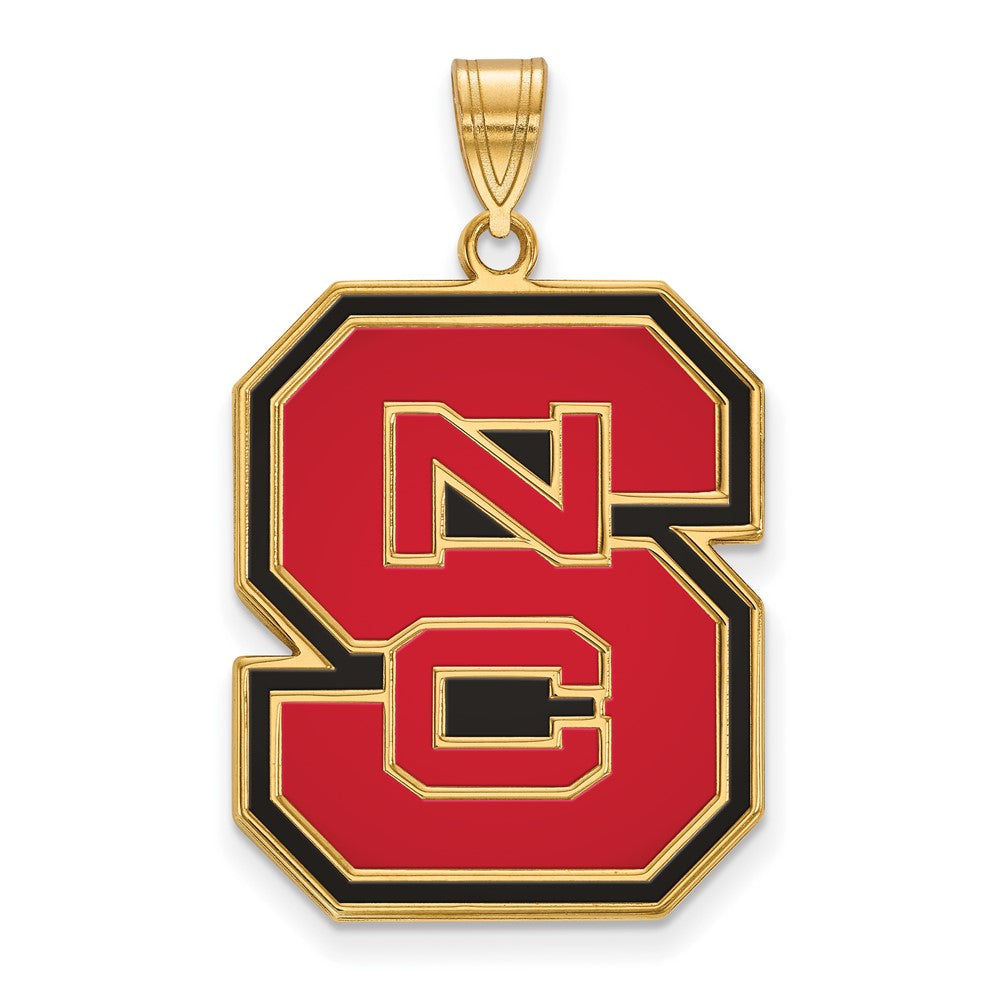 Gold Plated Sterling Silver Logoart North Carolina State University N C S Extra Large Enameled Pendant