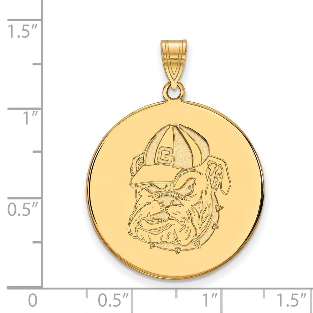 14K Yellow Gold Logoart University Of Georgia Bulldog Extra Large Disc Pendant