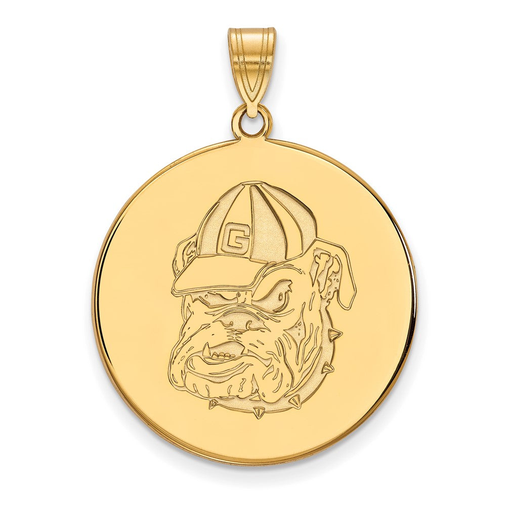 Gold Plated Sterling Silver Logoart University Of Georgia Bulldog Extra Large Disc Pendant