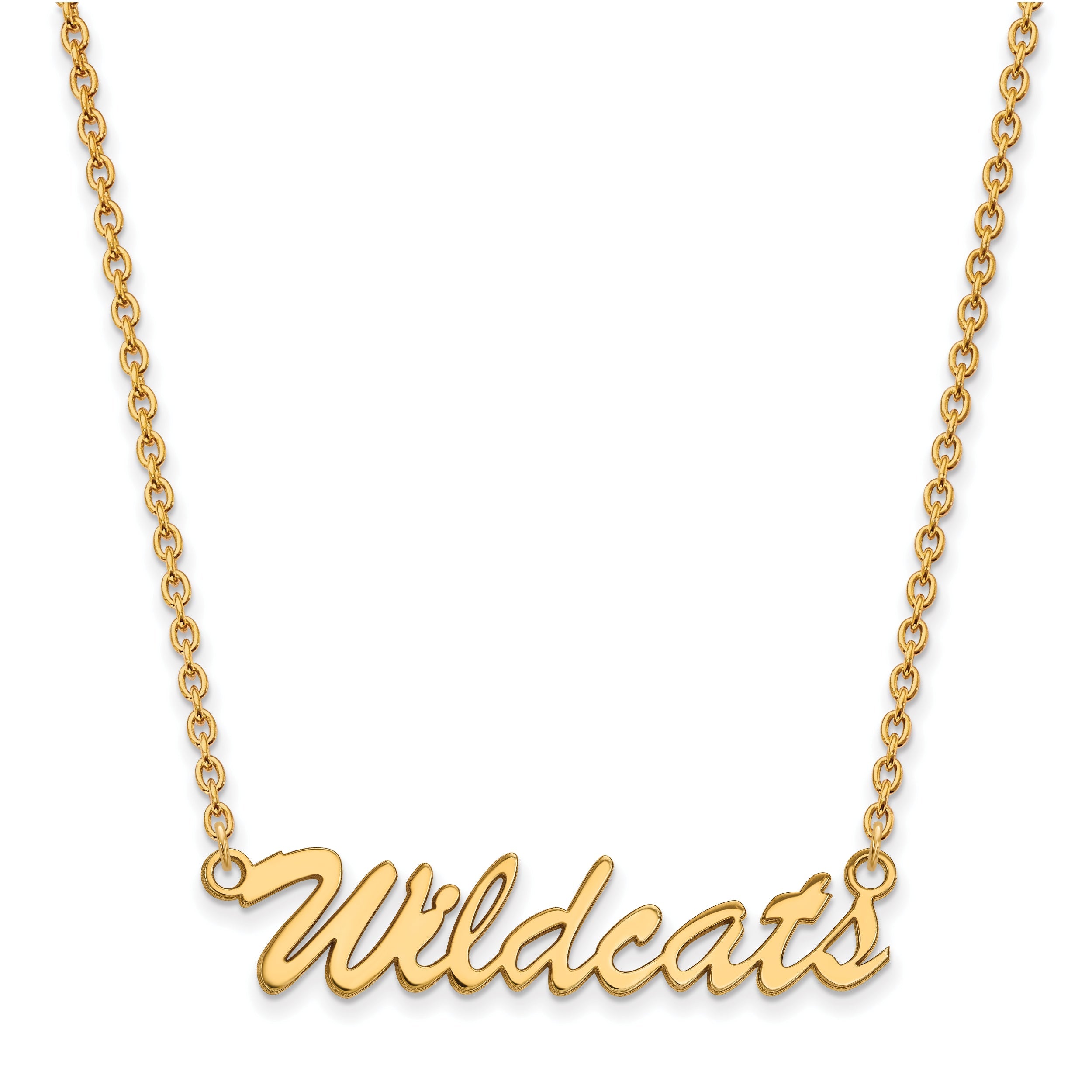 Gold Plated Sterling Silver Logoart University Of Kentucky Wildcats Script Medium Pendant 18 Inch Necklace