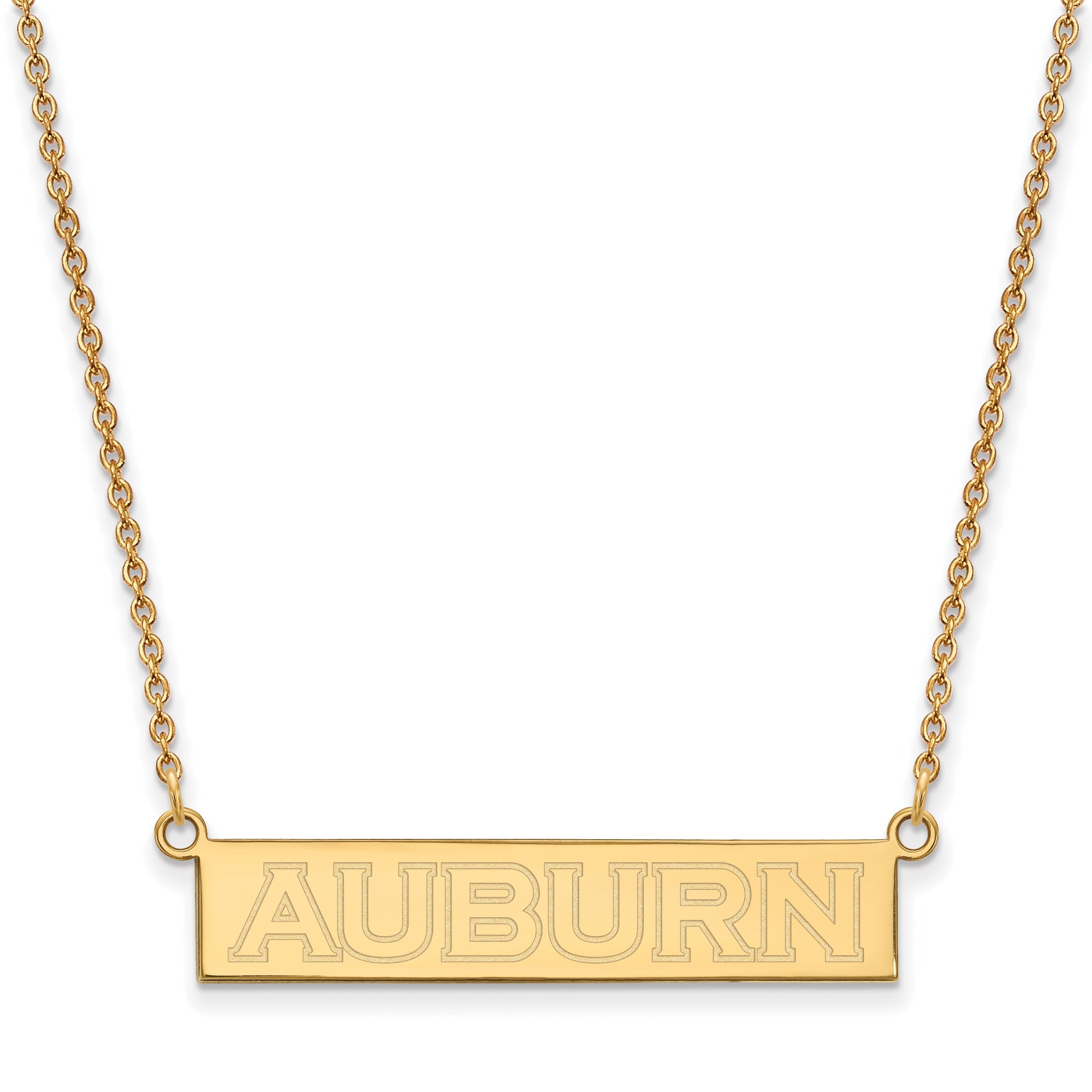 Gold Plated Sterling Silver Logoart Auburn University Small Bar 18 Inch Necklace