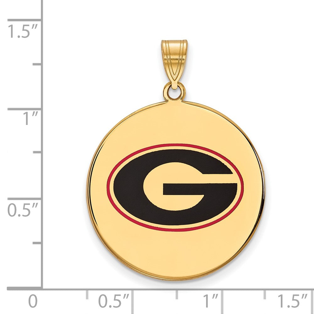 Gold Plated Sterling Silver Logoart University Of Georgia Letter G Extra Large Enameled Disc Pendant