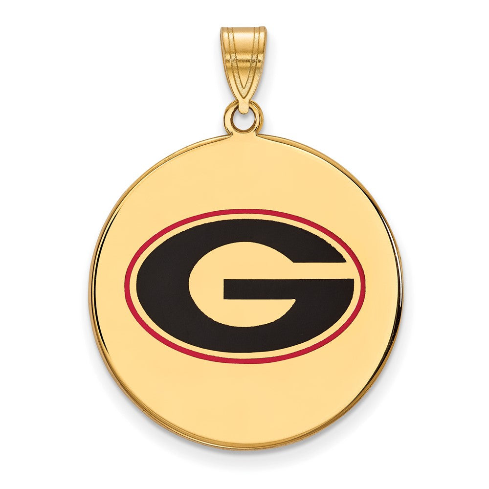 Gold Plated Sterling Silver Logoart University Of Georgia Letter G Extra Large Enameled Disc Pendant