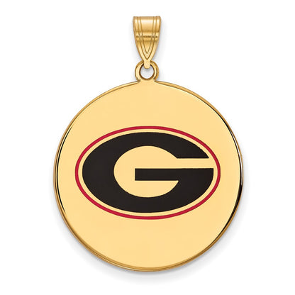 Gold Plated Sterling Silver Logoart University Of Georgia Letter G Extra Large Enameled Disc Pendant