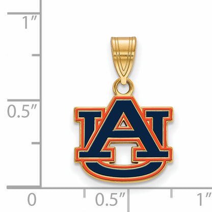 Gold Plated Sterling Silver Logo Art Auburn University A U Small Enameled Pendant