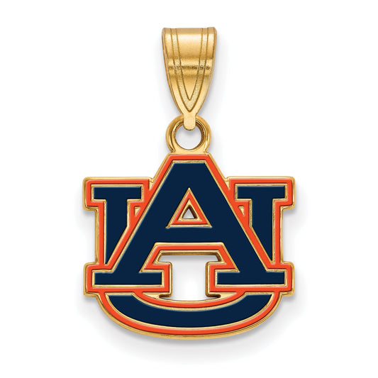Gold Plated Sterling Silver Logo Art Auburn University A U Small Enameled Pendant