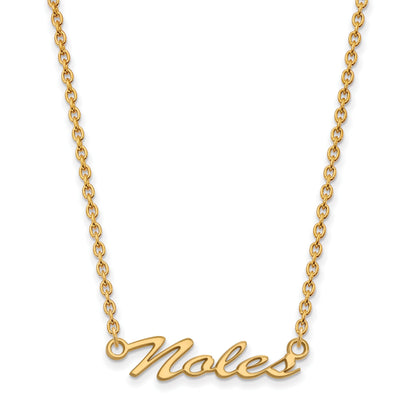 Gold Plated Sterling Silver Logoart Florida State University Noles Script Medium Pendant 18 Inch Necklace