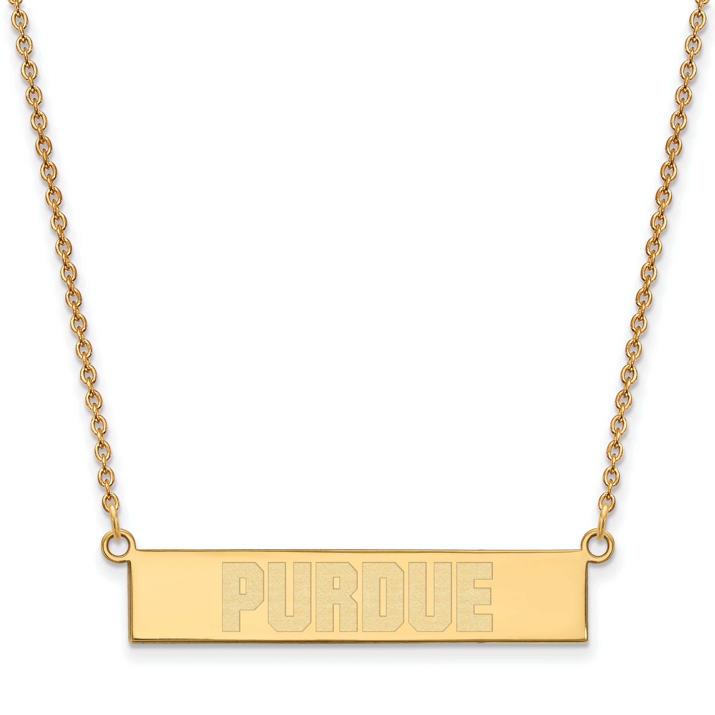 Gold Plated Sterling Silver Logoart Purdue University Small Bar 18 Inch Necklace
