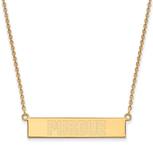 Gold Plated Sterling Silver Logoart Purdue University Small Bar 18 Inch Necklace