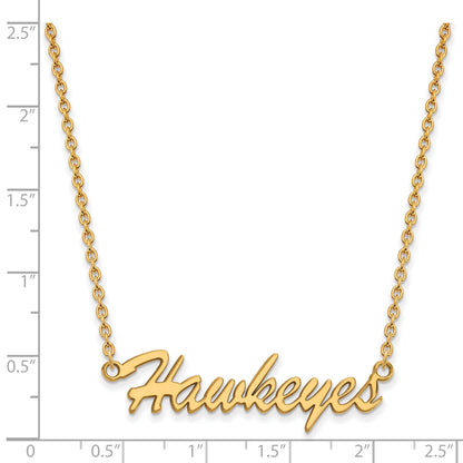 Gold Plated Sterling Silver Logoart University Of Iowa Hawkeyes Script Medium Pendant 18 Inch Necklace