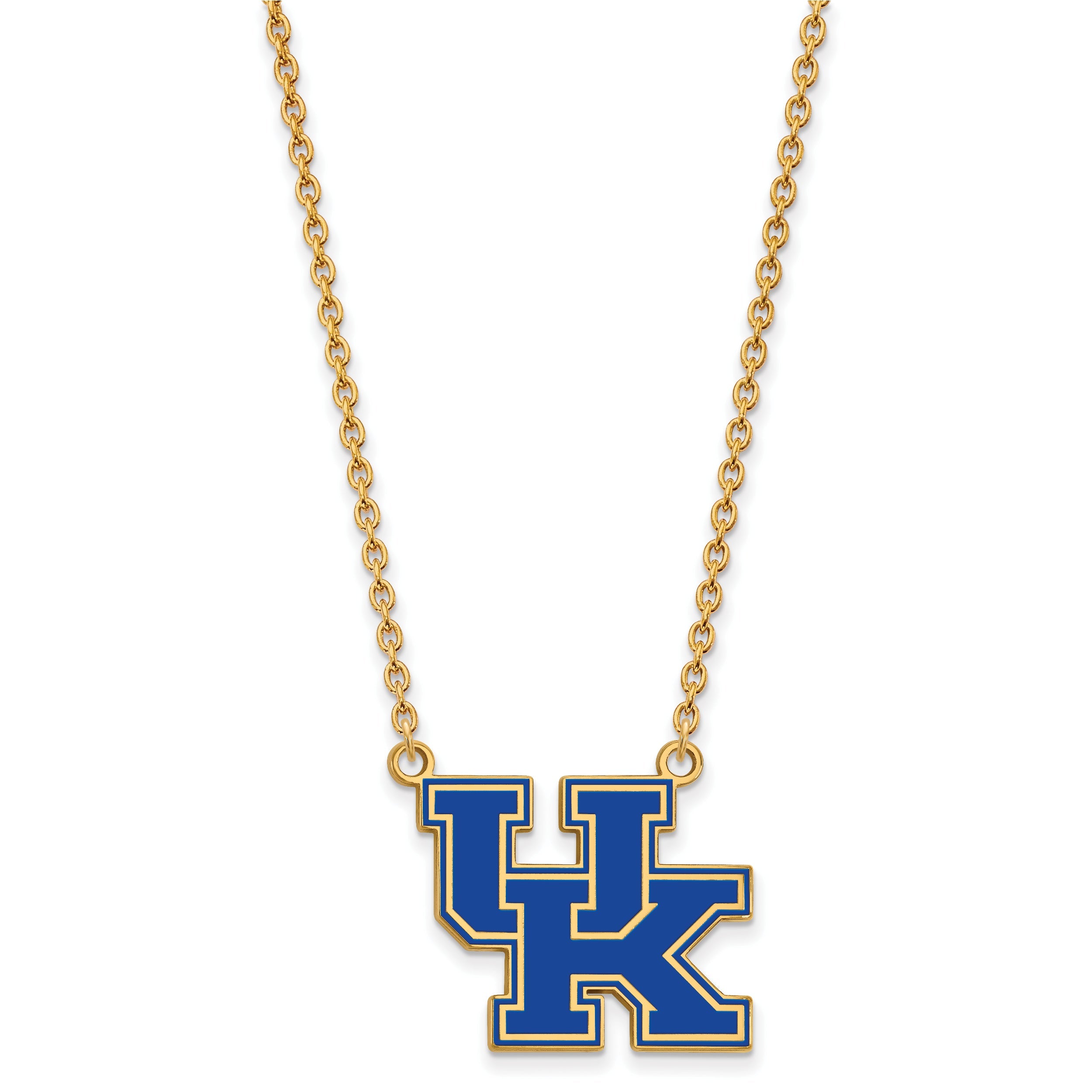 Gold Plated Sterling Silver Logoart University Of Kentucky U K Large Enameled Pendant 18 Inch Necklace