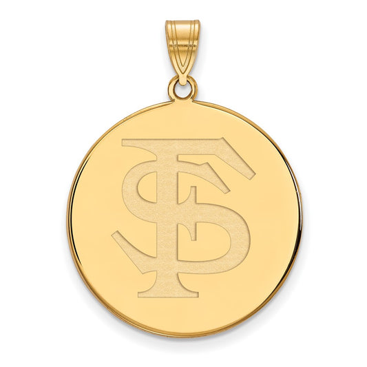 14K Yellow Gold Logoart Florida State University F S Extra Large Disc Pendant