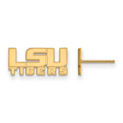 10K Yellow Gold Logoart Louisiana State University L S U Tigers Extra Small Post Earrings