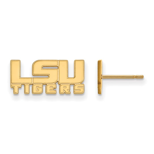 10K Yellow Gold Logoart Louisiana State University L S U Tigers Extra Small Post Earrings