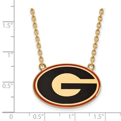 Gold Plated Sterling Silver Logoart U Of Georgia Letter G Large Enameled Pendant 18 Inch Necklace