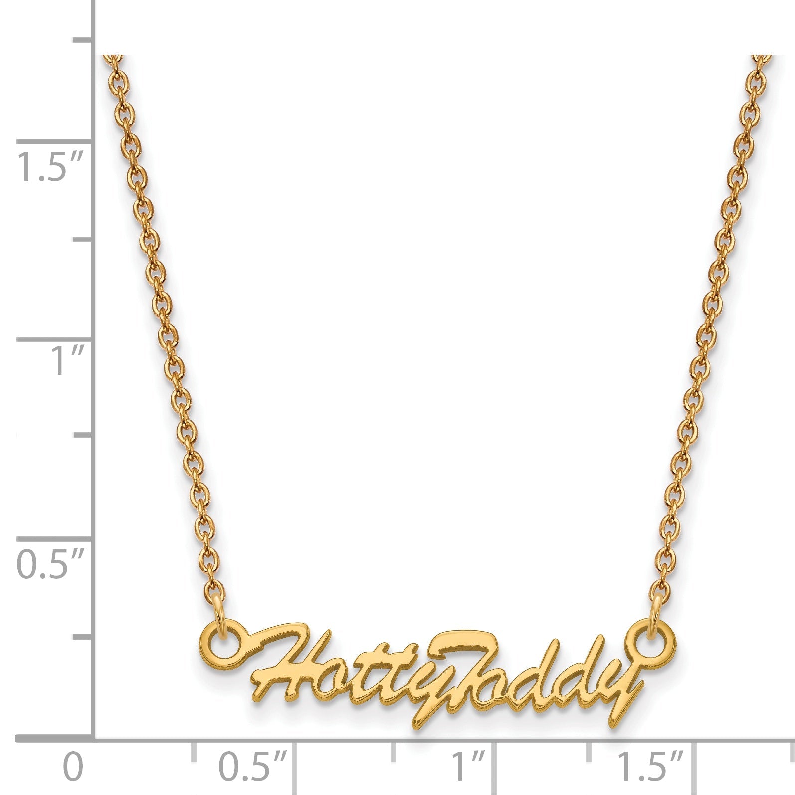 Gold Plated Sterling Silver Logoart University Of Mississippi Hotty Toddy Script 18 Inch Necklaces