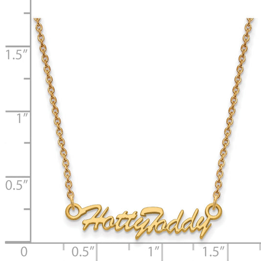 Gold Plated Sterling Silver Logoart University Of Mississippi Hotty Toddy Script 18 Inch Necklaces