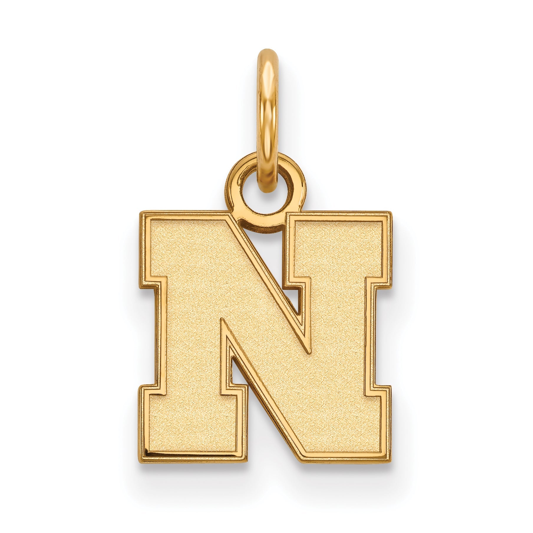 Gold Plated Sterling Silver Logoart University Of Nebraska Letter N Extra Small Pendant