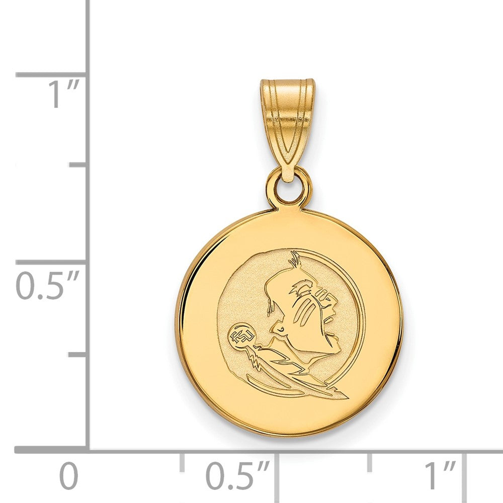 10K Yellow Gold Logoart Florida State University Seminole Medium Disc Pendant