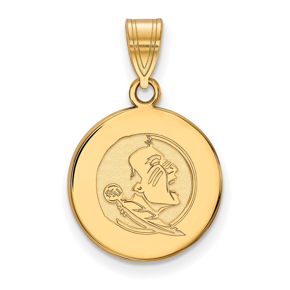 Gold Plated Sterling Silver Logoart Florida State University Seminole Medium Disc Pendant