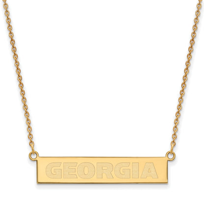 Gold Plated Sterling Silver Logoart University Of Georgia Small Bar 18 Inch Necklace