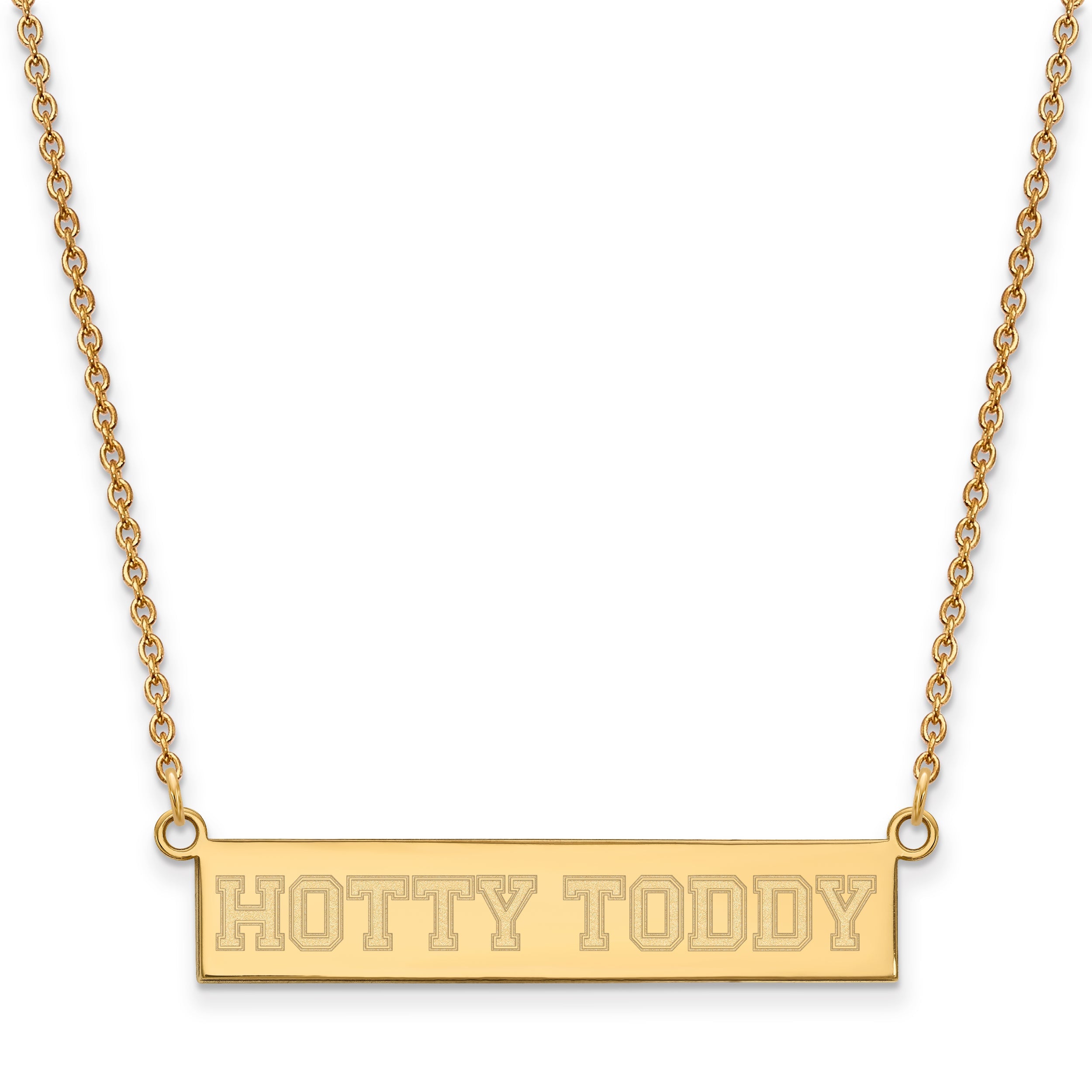 Gold Plated Sterling Silver Logoart University Of Mississippi Hotty Toddy Small Bar 18 Inch Necklace