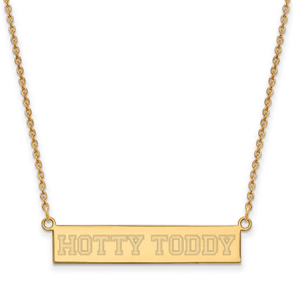 Gold Plated Sterling Silver Logoart University Of Mississippi Hotty Toddy Small Bar 18 Inch Necklace