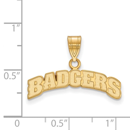 Gold Plated Sterling Silver Logoart University Of Wisconsin Badgers Medium Pendant