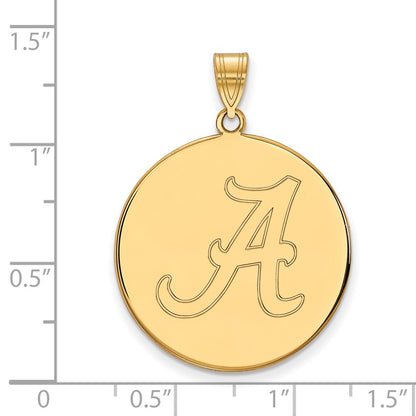14K Yellow Gold Logoart University Of Alabama Letter A Extra Large Disc Pendant