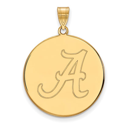 Gold Plated Sterling Silver Logoart University Of Alabama Letter A Extra Large Disc Pendant