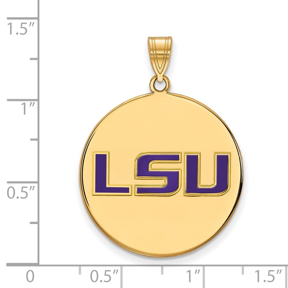 Gold Plated Sterling Silver Logoart Louisiana State University L S U Extra Large Enameled Disc Pendant