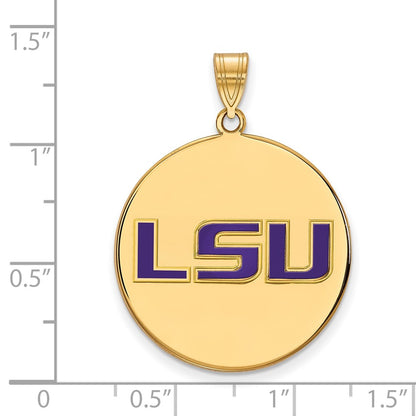 Gold Plated Sterling Silver Logoart Louisiana State University L S U Extra Large Enameled Disc Pendant