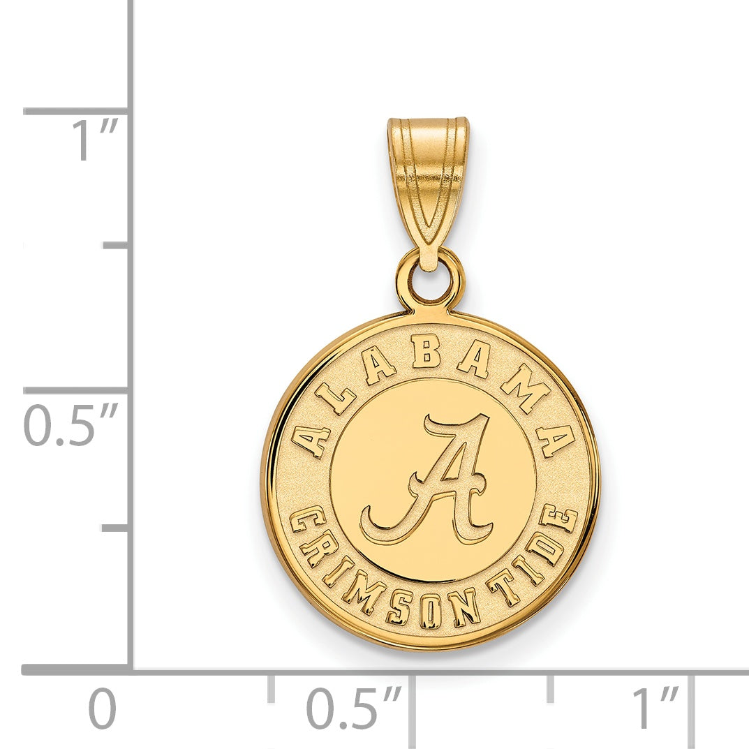 Gold Plated Sterling Silver Logoart University Of Alabama Crimson Tide Medium Disc Pendant