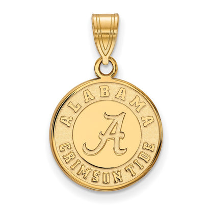 14K Yellow Gold Logoart University Of Alabama Crimson Tide Medium Disc Pendant