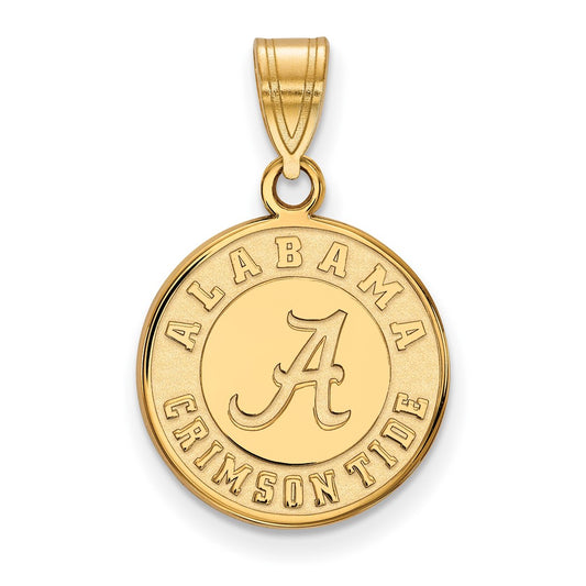 14K Yellow Gold Logoart University Of Alabama Crimson Tide Medium Disc Pendant