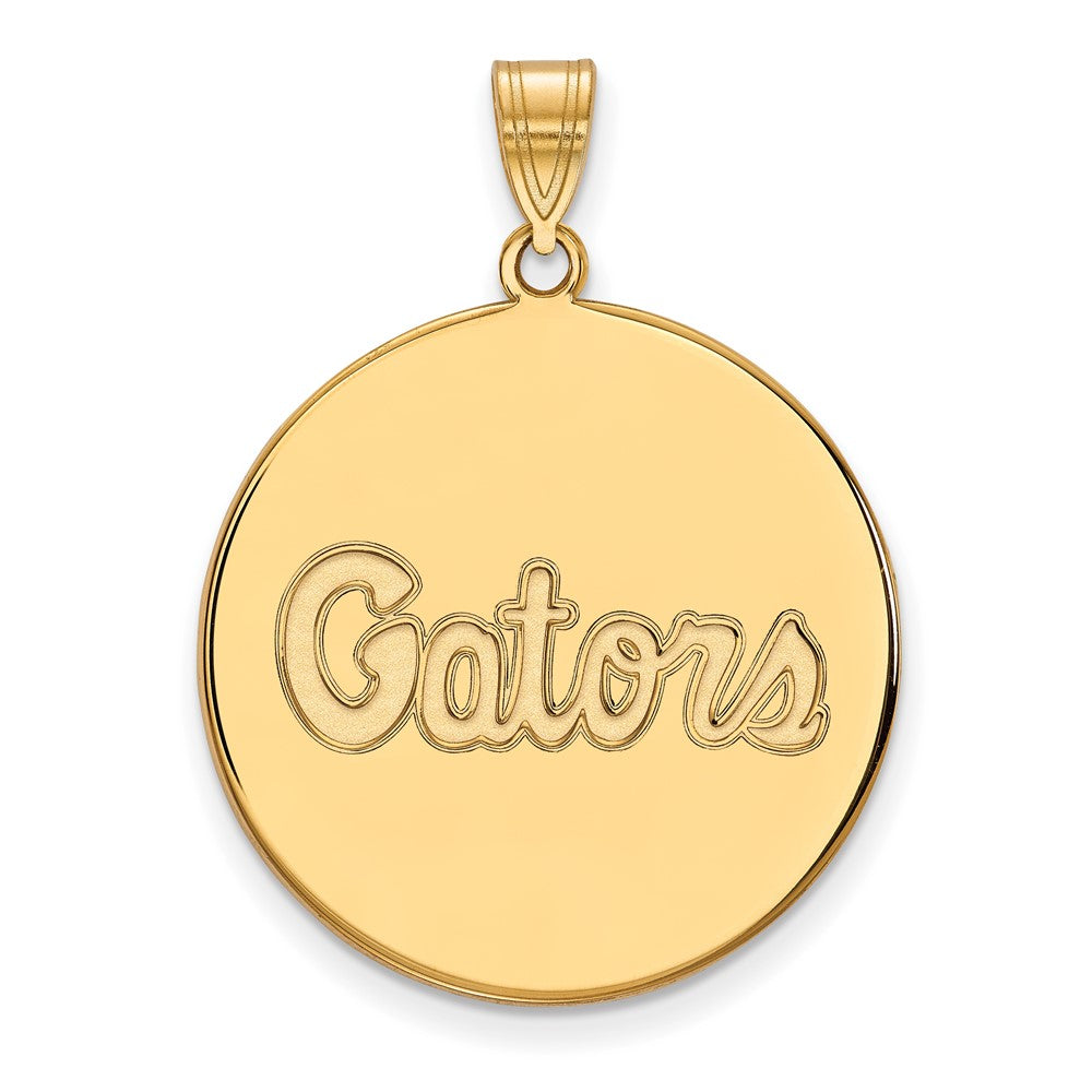 14K Yellow Gold Logoart University Of Florida Gators Script Extra Large Disc Pendant