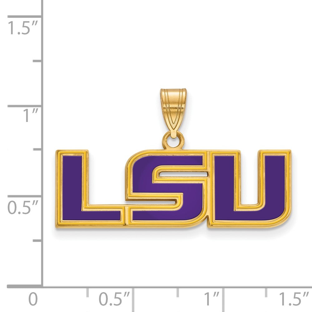 Gold Plated Sterling Silver Logoart Louisiana State University L S U Medium Enameled Pendant