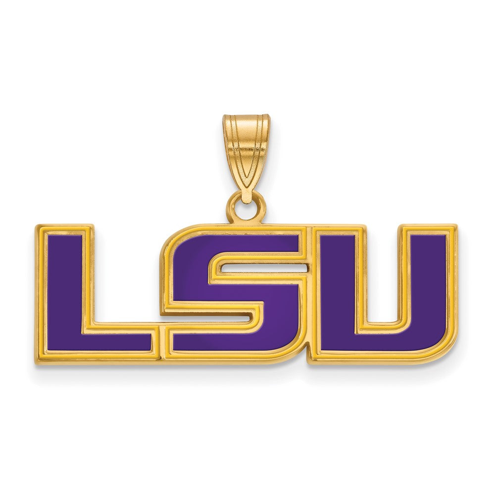 Gold Plated Sterling Silver Logoart Louisiana State University L S U Medium Enameled Pendant