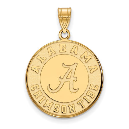 10K Yellow Gold Logoart University Of Alabama Crimson Tide Large Disc Pendant