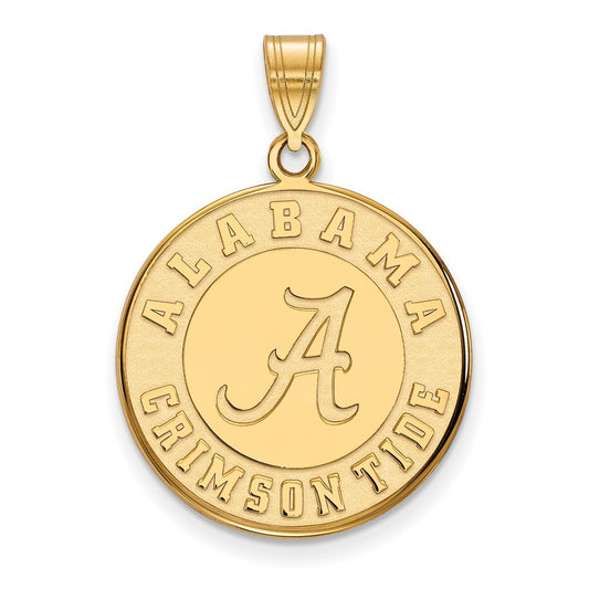 10K Yellow Gold Logoart University Of Alabama Crimson Tide Large Disc Pendant